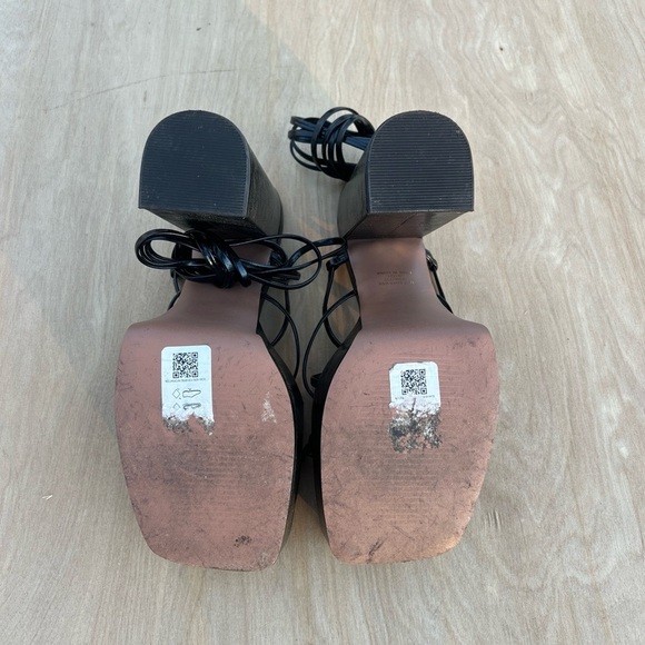 ASOS DESIGN nanon strappy platform heeled sandals in black sz 9 - Picture 5 of 13